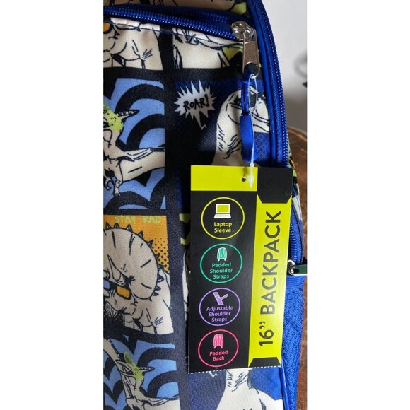 BlueDinosaur-Kid Backpack-WonderNation 16" X 12" X 5",Pockets,Padded Straps,Zip - Picture 2 of 6